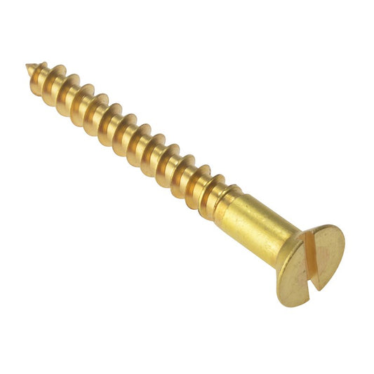 Forgefix Wood Screw Slotted Countersunk Brass 1 1/4"x10 Forge Pack of 10