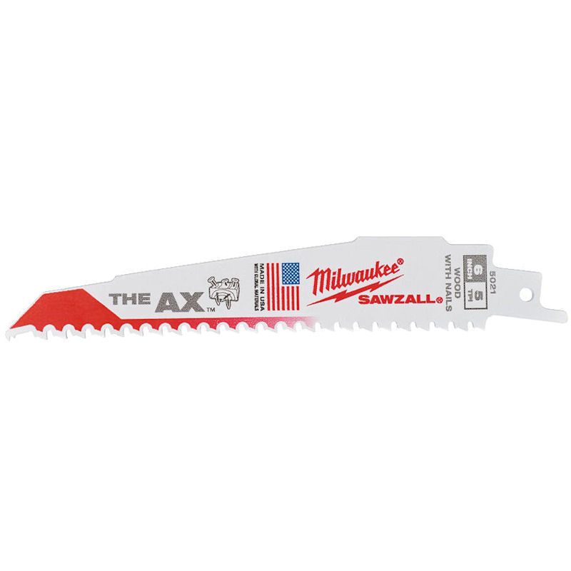 Milwaukee Sawzall Heavy Duty AX™ Demolition Blades for Wood with Nails 150mm x 5TPI