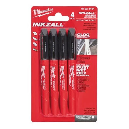 Milwaukee 4 Piece Ultra Fine Point Inkzall Jobsite Marker Set