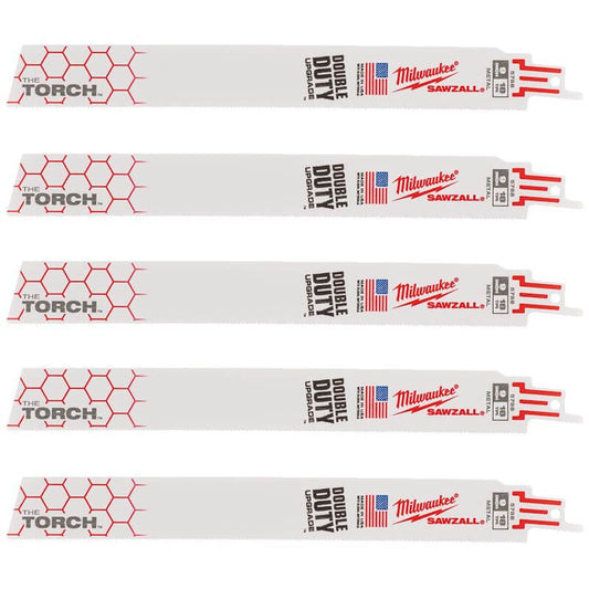 Milwaukee SAWZALL Heavy-Duty TORCH Demolition Blades 230mm x 18 TPI (5 Pack)