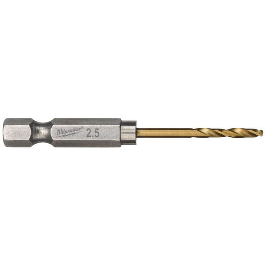 Milwaukee Red Hex - SHOCKWAVE™ HSS-G TiN Metal Drill Bit 2.5mm - Pack of 2