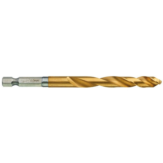 Milwaukee Red Hex - SHOCKWAVE™ HSS-G TiN Metal Drill Bit 8.0mm