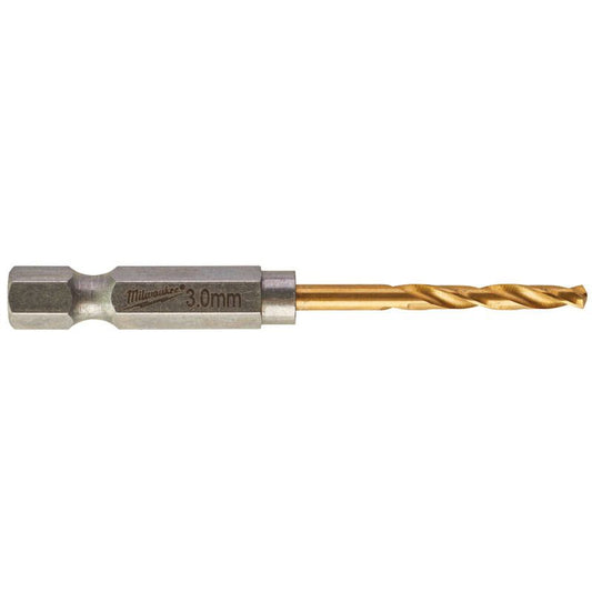 Milwaukee Red Hex - SHOCKWAVE™ HSS-G TiN Metal Drill Bit 3.0mm - Pack of 2