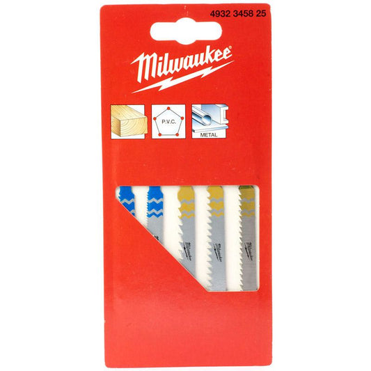 Milwaukee Jigsaw Blade Set Wood, PVC & Metal (5 Pack)