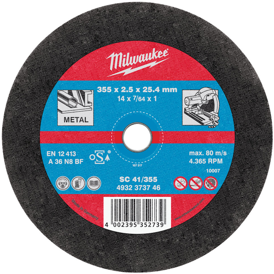 Milwaukee 355mm x 2.5mm SC 41 PRO+ Metal Cutting Disc