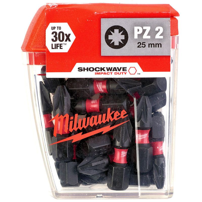 Milwaukee 25 Piece PZ2 25mm Screwdriver Bits
