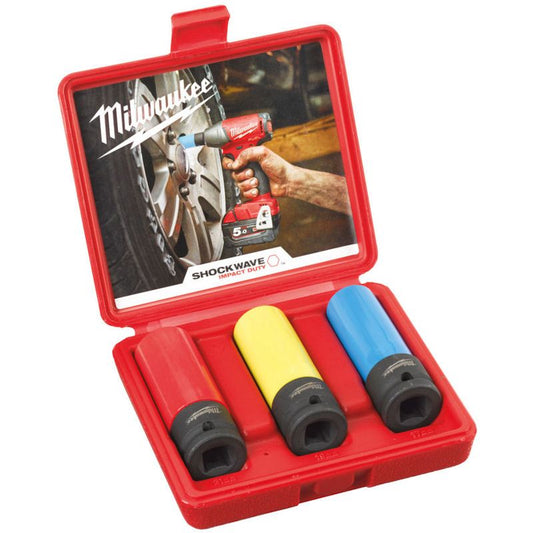 Milwaukee 3 Piece 1/2" Drive ShockWave Impact Duty Impact Socket Set