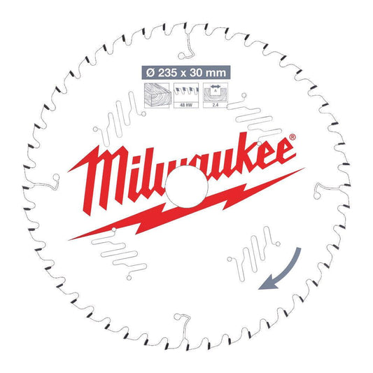Milwaukee 235mm x 30mm x 48T Circular Saw Blade with Anti-Friction Coating