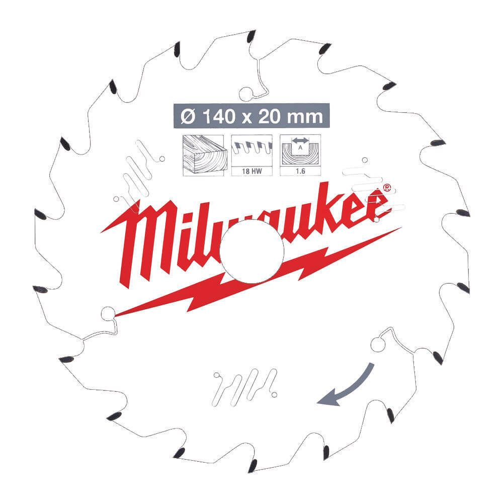 Milwaukee ATB Circular Saw Blade 140mm x 20mm 18T