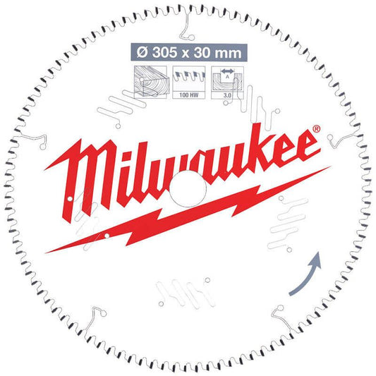 Milwaukee 305mm x 30mm x 100T Circular Saw Blade with Anti-Friction Coating