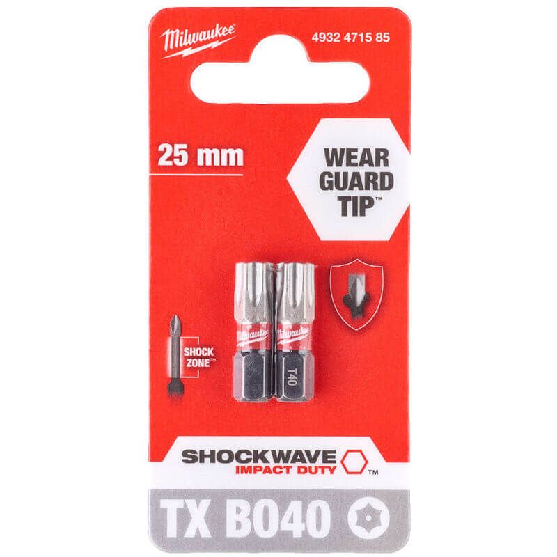 Milwaukee ShockWave Impact Duty TX BO40 x 25mm Screwdriving Bits