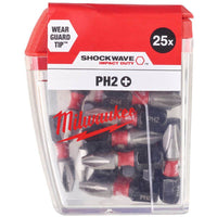 Milwaukee 25 Piece SHOCKWAVE™ Impact Duty Screwdriver Bits PH2 x 25mm