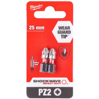 Milwaukee SHOCKWAVE™ Impact Duty Screwdriver Bits PZ2 x 25mm