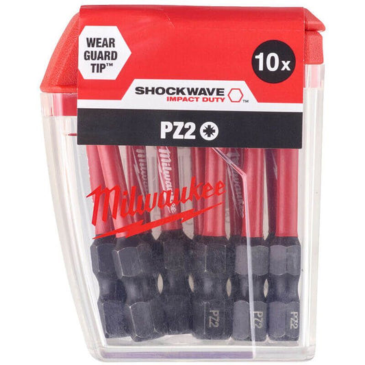 Milwaukee 10 Piece SHOCKWAVE™ Impact Duty Screwdriver Bits PZ2 x 50mm