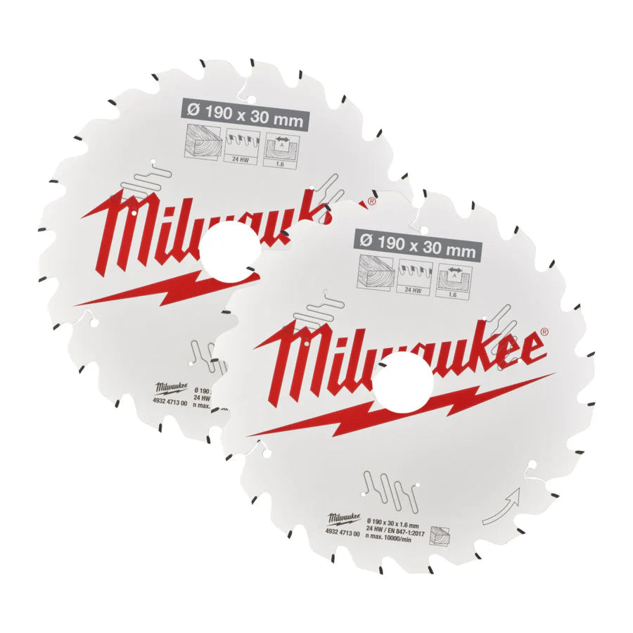 Milwaukee 190mm Circular Saw Blade with Anti-Friction Coating Twin Pack