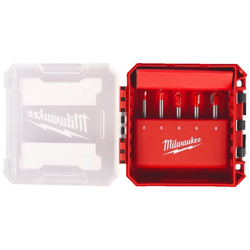 Milwaukee 5 Piece Glass & Tile Drill Bit Set - 4/5/6/8mm