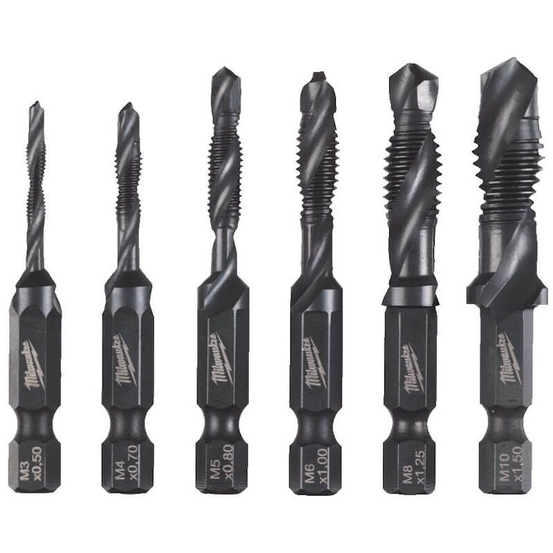 Milwaukee 6pc 1/4" HSS-G Combi Drill Tap Set