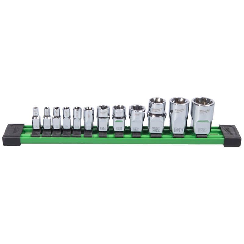 Milwaukee 12pc 1/4", 3/8", 1/2" Drive E-TX Socket Set - Metric