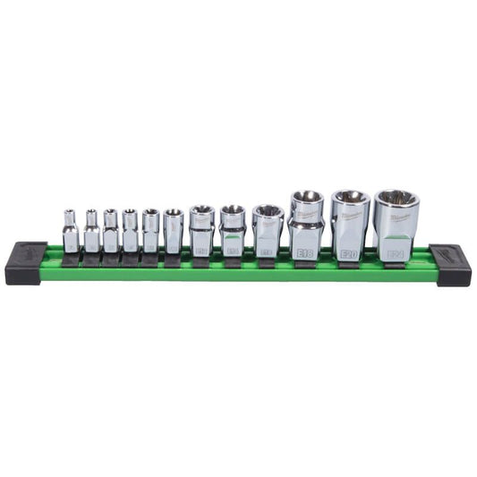 Milwaukee 12pc 1/4", 3/8", 1/2" Drive E-TX Socket Set - Metric