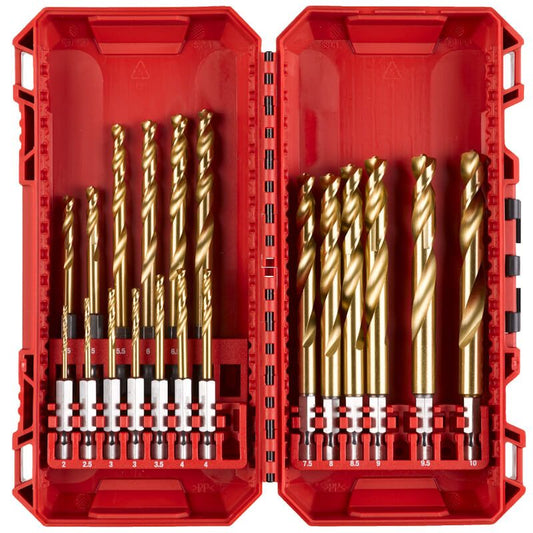 Milwaukee 19 Piece RED HEX SHOCKWAVE™ HSS-TiN Metal Drill Bits in Packout Case
