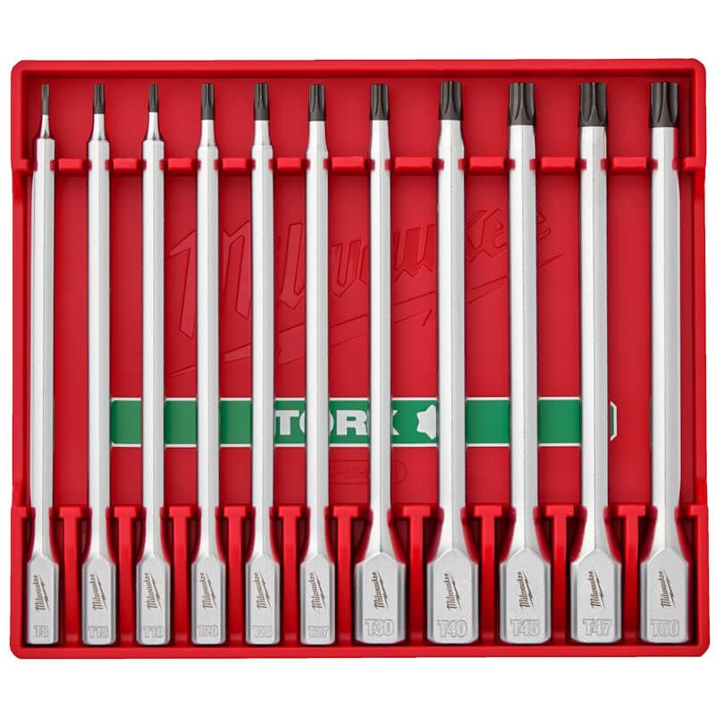 Milwaukee 1/4" & 3/8" Drive Torx Long Bit Socket Set - 11 Piece