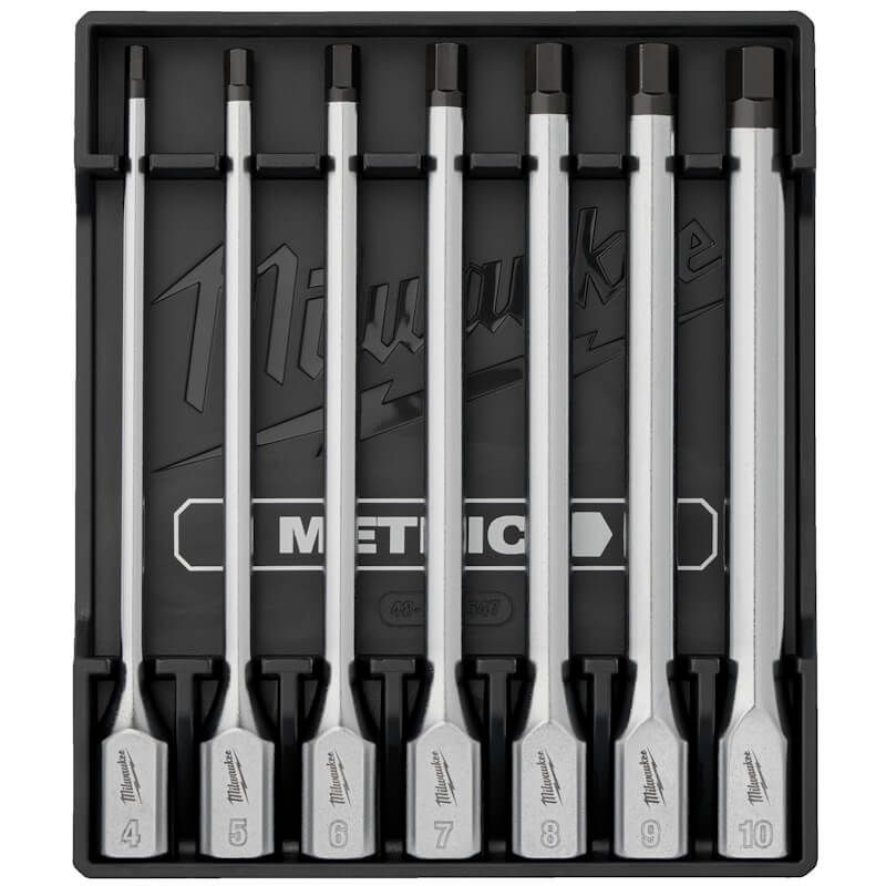 Milwaukee 3/8'' Drive Metric Hex Long Bit Socket Set - 7 Piece