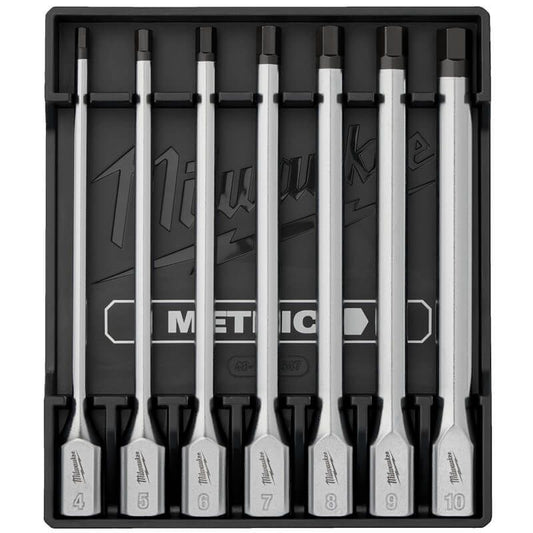 Milwaukee 3/8'' Drive Metric Hex Long Bit Socket Set - 7 Piece