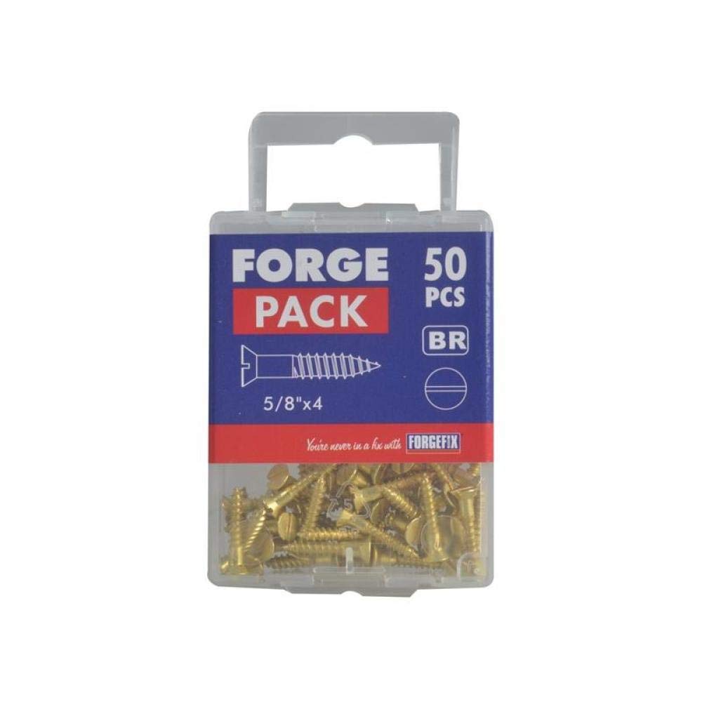 Forgefix 5/8" x 4  Raised Head Brass Wood Screws (Pack of 40)
