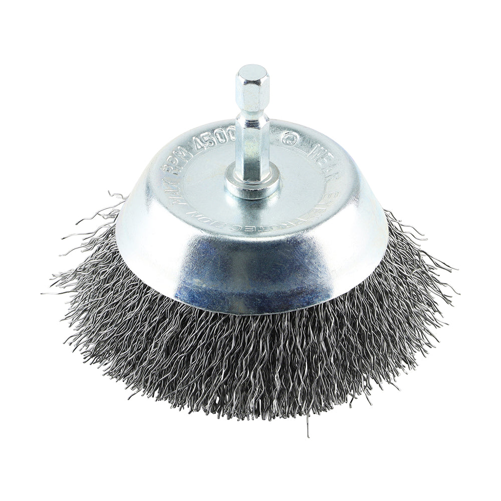 TIMCO Drill Cup Brush - 75mm Crimped Steel Wire