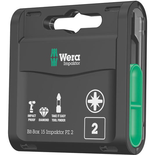 Wera Bit-Box 15 Impaktor PZ2, 15 pieces