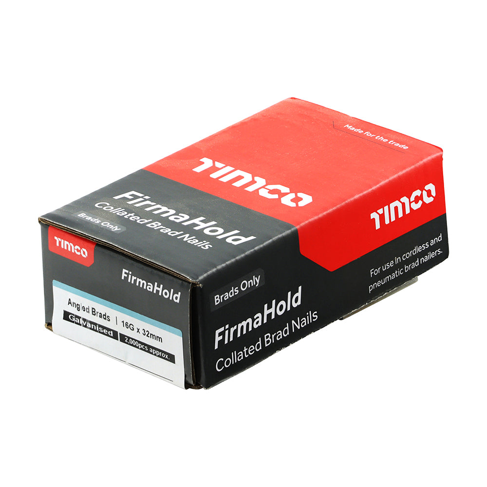 TIMCO FirmaHold Collated Brad Nails - 16 Gauge x 32mm - Angled - Galvanised - Box of 2000