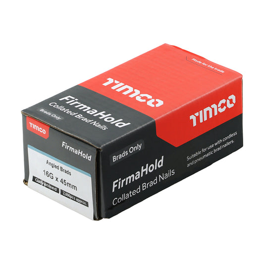 TIMCO FirmaHold Collated Brad Nails - 16 Gauge x 45mm - Angled - Galvanised - Box of 2000