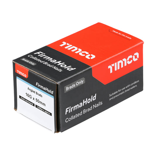 TIMCO FirmaHold Collated Brad Nails - 16 Gauge x 50mm - Angled - Galvanised - Box of 2000