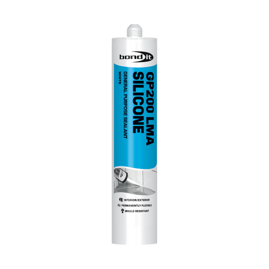 Bond It Clear GP200 Contractors Grade LMA White Silicone Sealant High Modulus Kitchen Bathroom
