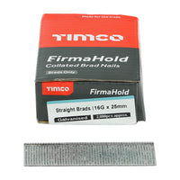 TIMCO FirmaHold Collated Brad Nails - 16 Gauge x 25mm - Straight - Galvanised - Box of 2000