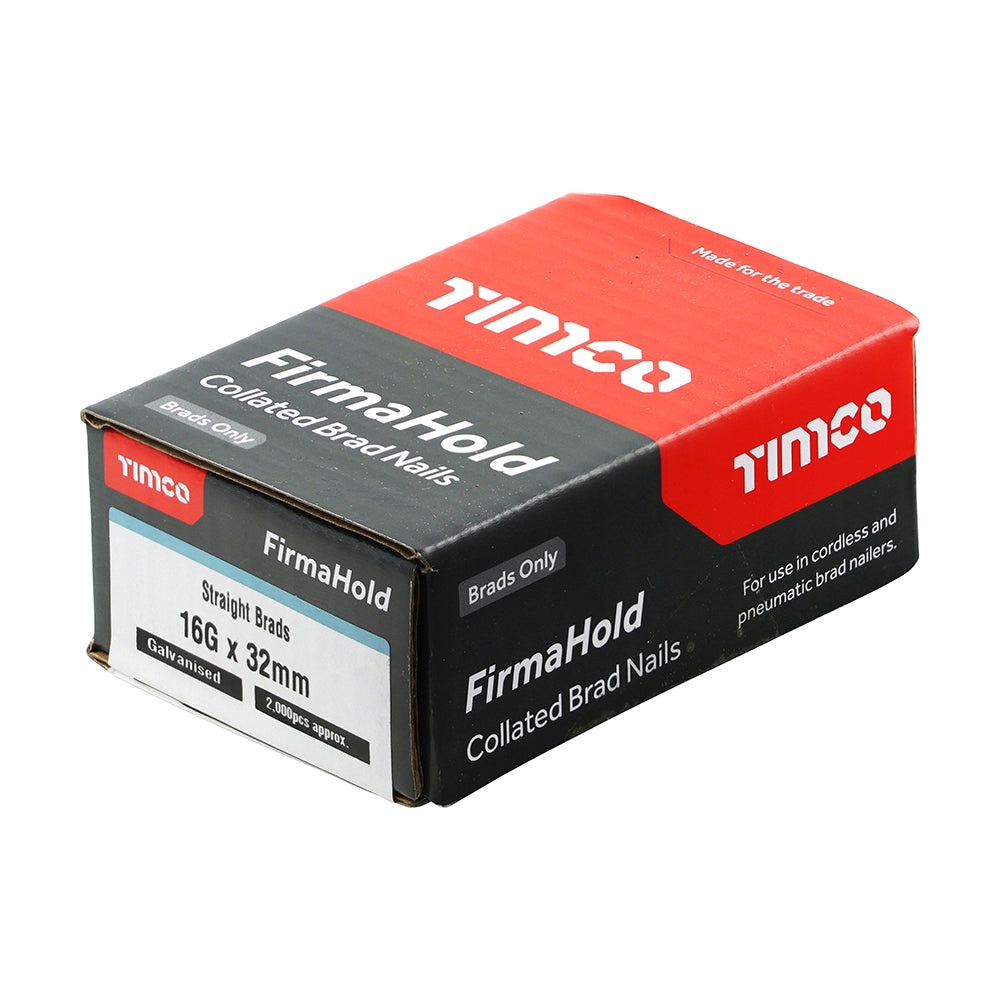 TIMCO Firmahold Collated Brad Nails - 16 Gauge x 32mm - Straight - Galvanised - Box of 2000