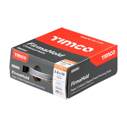 TIMCO 2.8 x 50mm - FirmaHold Collated Clipped Head Nails - Trade Pack - Ring Shank - FirmaGalv + (Box of 3,300)