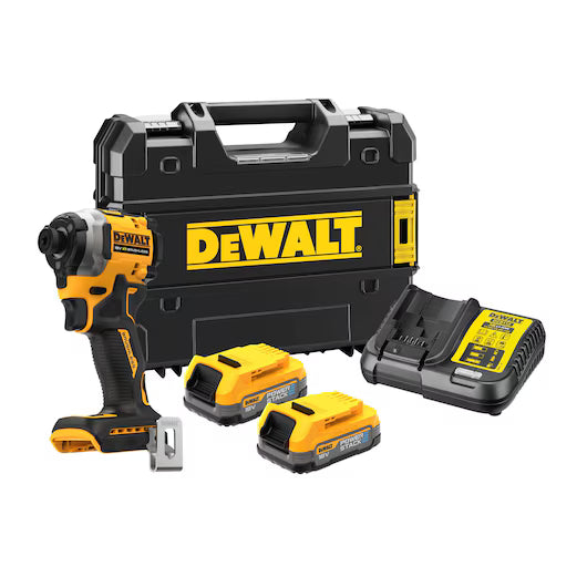 DeWalt 18V XR Brushless Impact Driver with 2x Powerstack Batteries