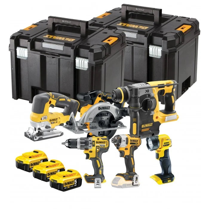 Dewalt 18v XR Brushless 6 Piece Kit - 3 x 5ah Batteries