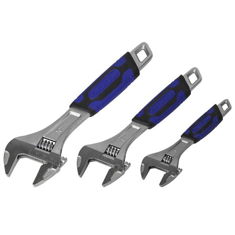 Faithfull Adjustable Spanner Set - 3 Piece Matt Chrome