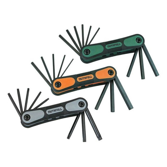 Faithfull Triple Folding Hex Key Set (Metric, A/F & Star)