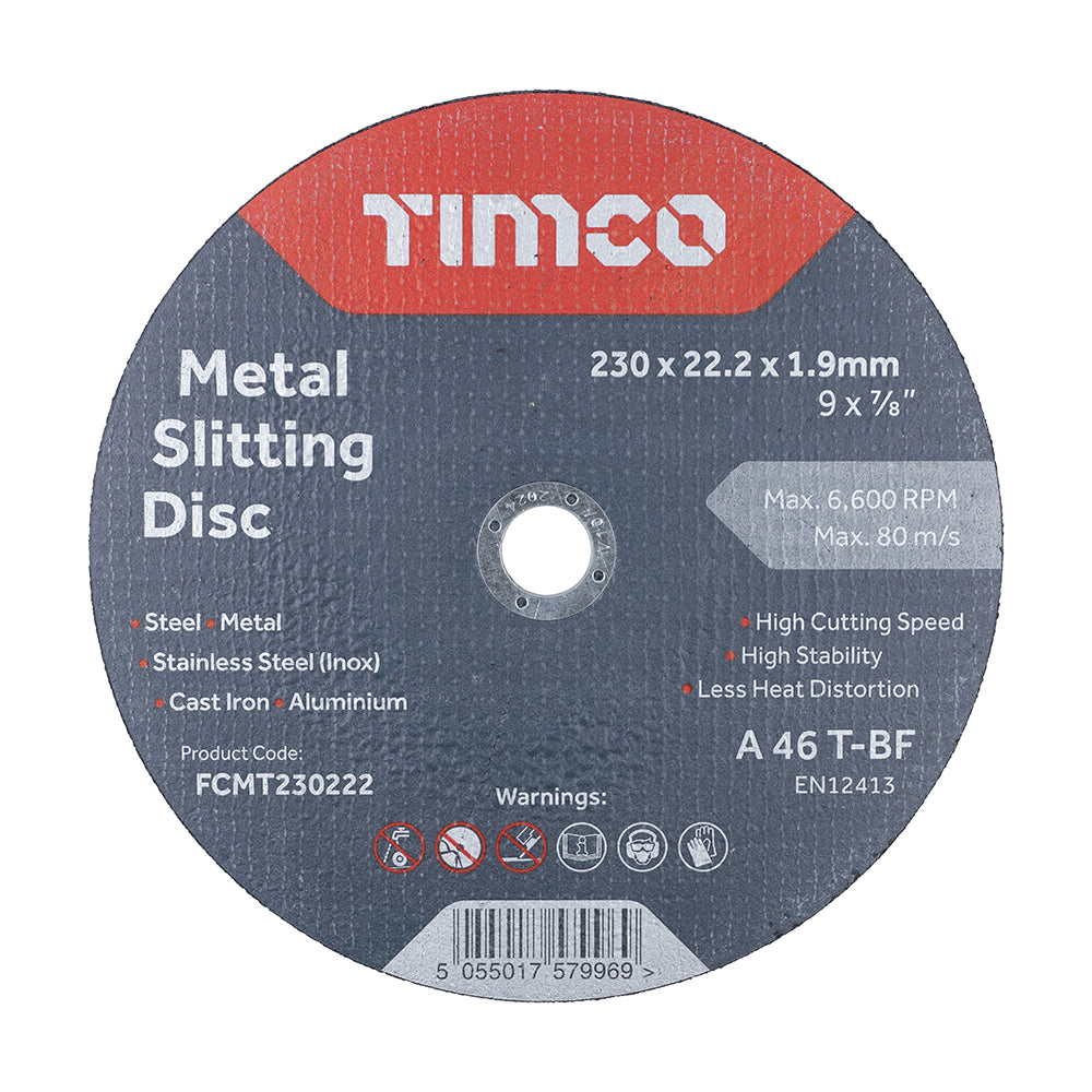 TIMCO Bonded Abrasive Disc - For Cutting 230 x 22.2 x 1.9