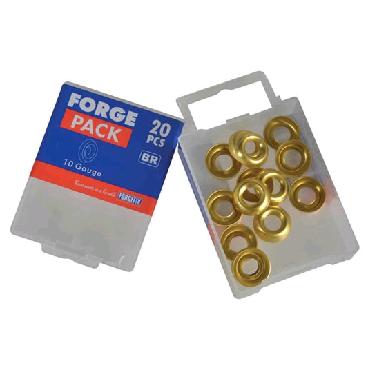 ForgeFix Screw Cup Washers Brass No.10 Forge Pack of 20