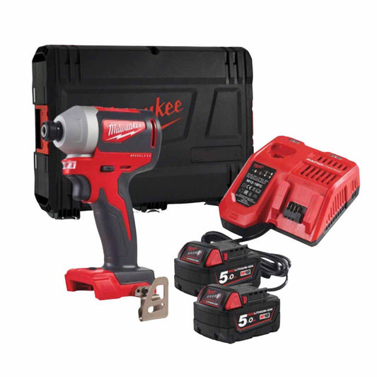 Milwaukee M18™ Brushless ¼″ Hex Impact Driver with 2x 5.0Ah Batteries