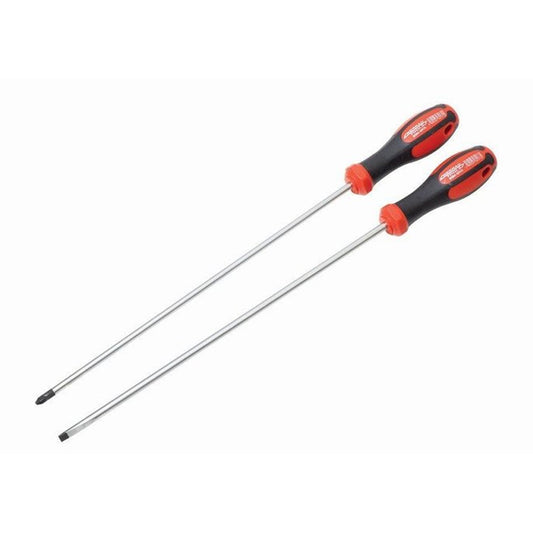 Nerrad Tools 2 Piece Extra Long Reach Screwdriver Set, Black/Red, 400 mm