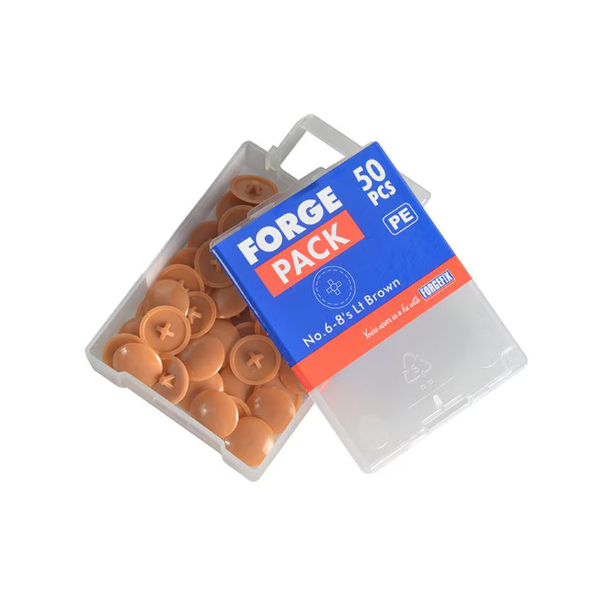 Forgefix Domed Cover Cap Light Brown No. 6-8 Forge Pack of 20
