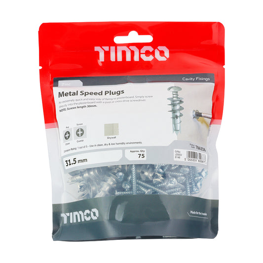 TIMCO 31.5mm Metal Speed Plugs & Screws (75 Pieces)