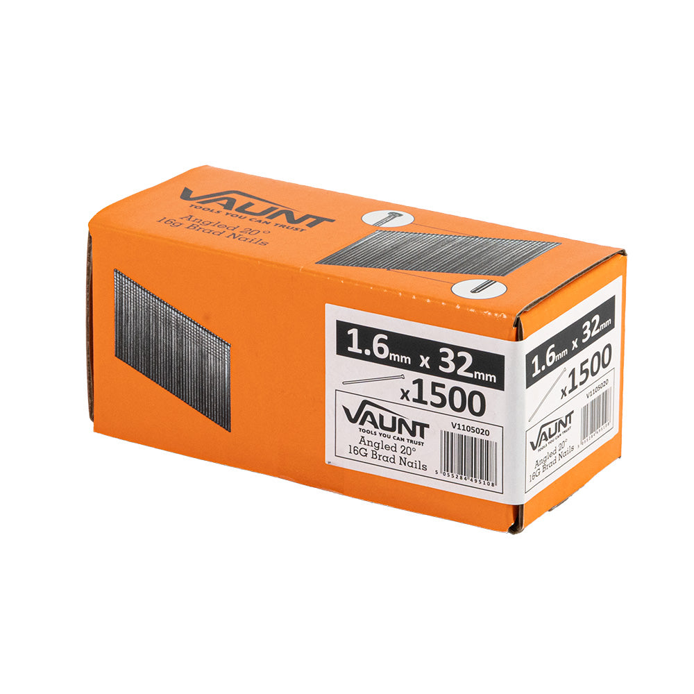 Vaunt 32mm 16g 20° Angled Brad Nails - Pack of 1500