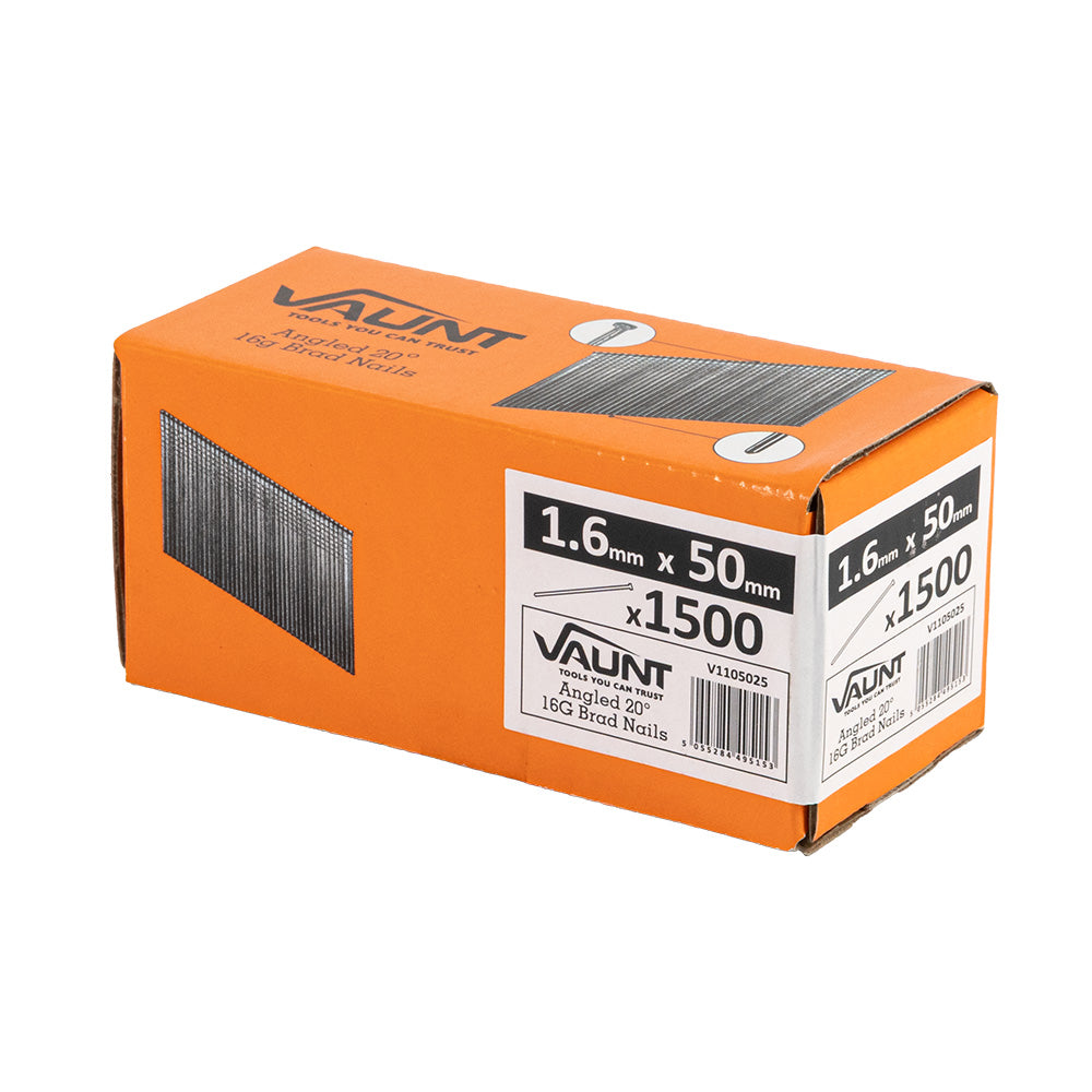 Vaunt 50mm 16g 20° Angled Brad Nails - Pack of 1500