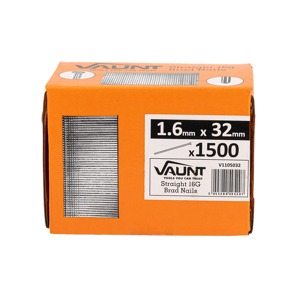 Vaunt 32mm 16g Straight Brad Nails - Pack of 1500